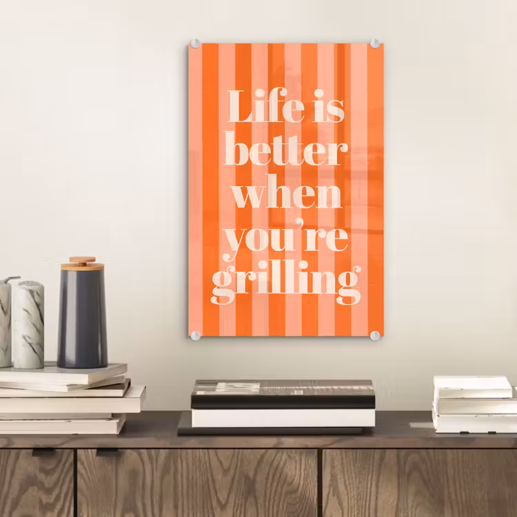 Tekst - Gestreept - Oranje - Zomer plexiglas 5mm klein -sfeer1