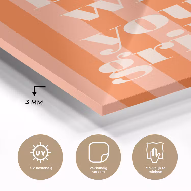 Tekst - Gestreept - Oranje - Zomer plexiglas 5mm klein -sfeer2
