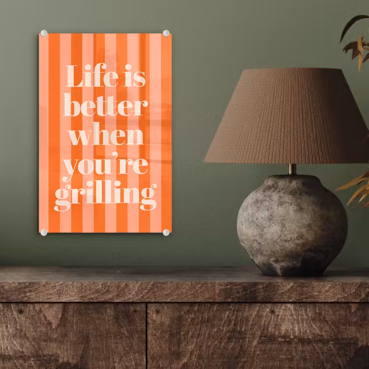 Tekst - Gestreept - Oranje - Zomer plexiglas 5mm klein -sfeer3