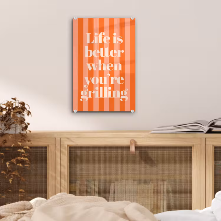 Tekst - Gestreept - Oranje - Zomer plexiglas 5mm klein -sfeer4