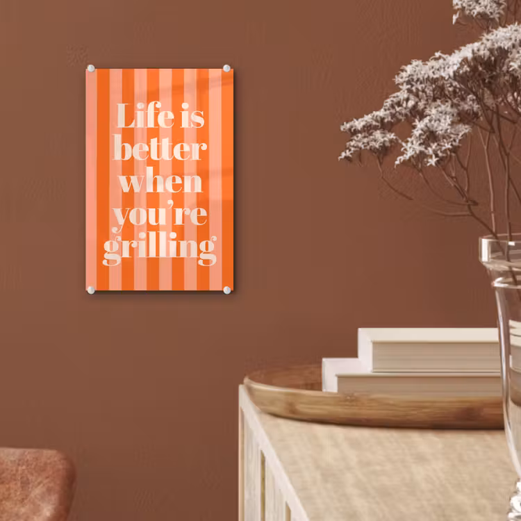 Tekst - Gestreept - Oranje - Zomer plexiglas 5mm klein -sfeer5