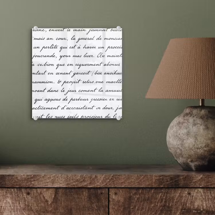 Tekst - Handschrift - Klassiek - ZwartWit plexiglas 5mm klein -sfeer3