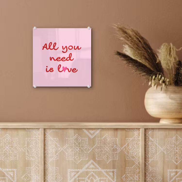 Tekst - Roze - Love - Hart plexiglas 5mm klein -sfeer5