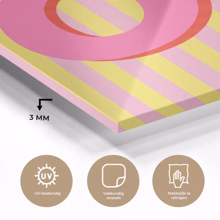 Tekst - Strepen - Roze plexiglas 5mm klein -sfeer2