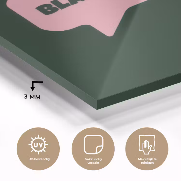 Tekstwolk - BLAH BLAH BLAH - Roze plexiglas 5mm klein -sfeer2