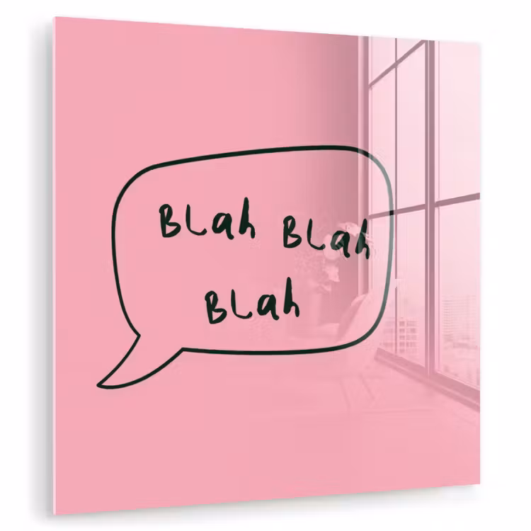 Tekstwolkje - BLAH BLAH BLAH - Roze plexiglas 5mm klein -zzzproduct_nieuw
