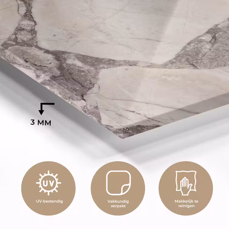 Textuur - Marmer - Abstract - Beige - Bruin plexiglas 5mm klein -sfeer2