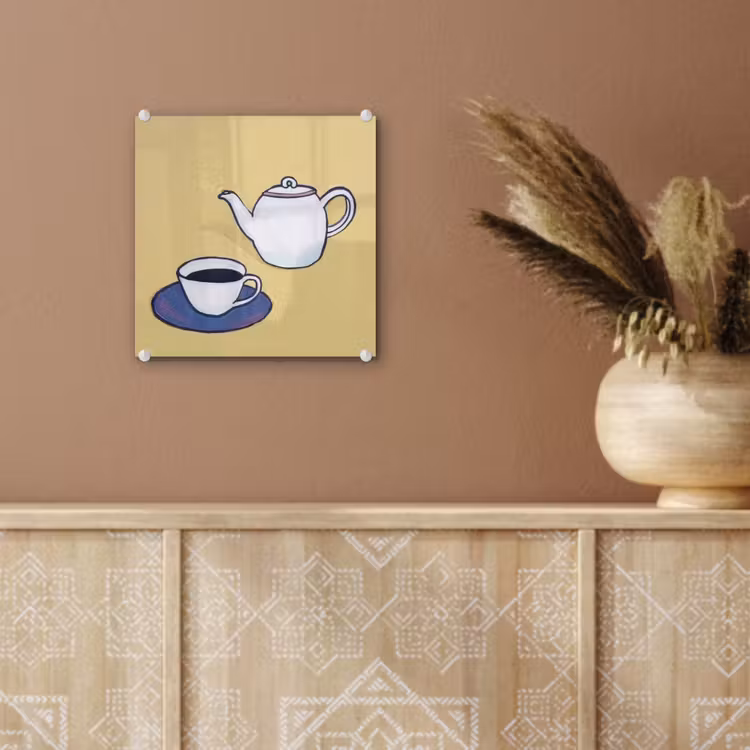 Theepot - Kopje - Beige - Illustratie plexiglas 5mm klein -sfeer5