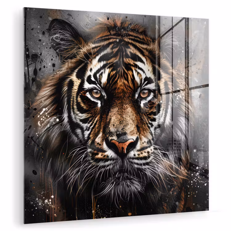 Tijger - Dieren - Portret - Luxe - Zwart plexiglas 5mm klein -zzzproduct_nieuw