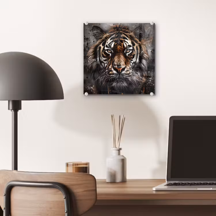 Tijger - Dieren - Portret - Luxe - Zwart plexiglas 5mm klein -sfeer6
