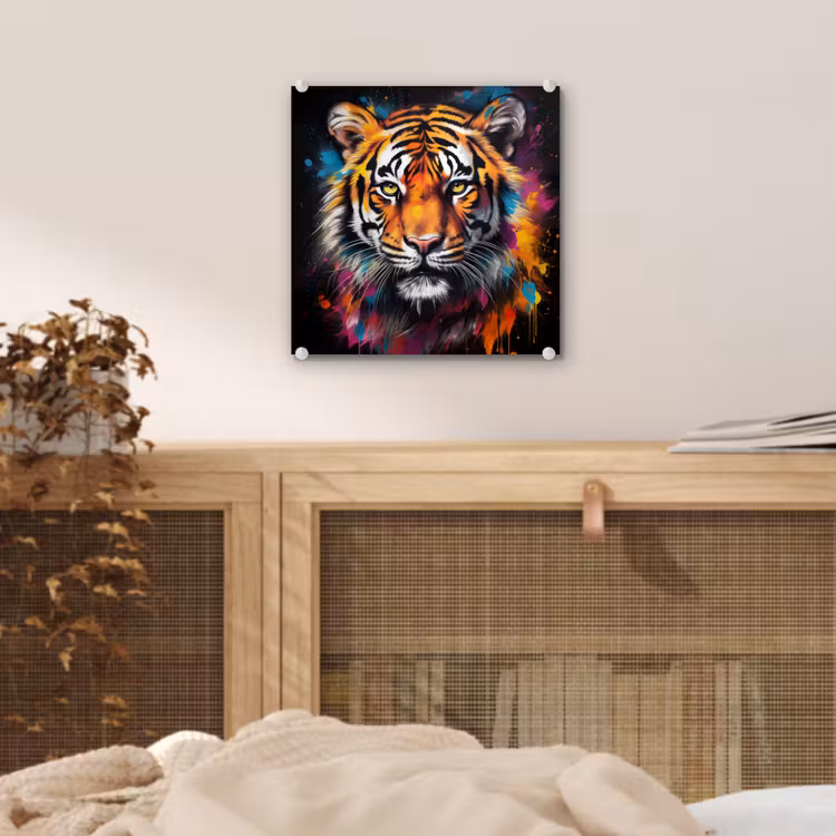 Tijger - Graffiti - Dieren - Zwart plexiglas 5mm klein -sfeer4