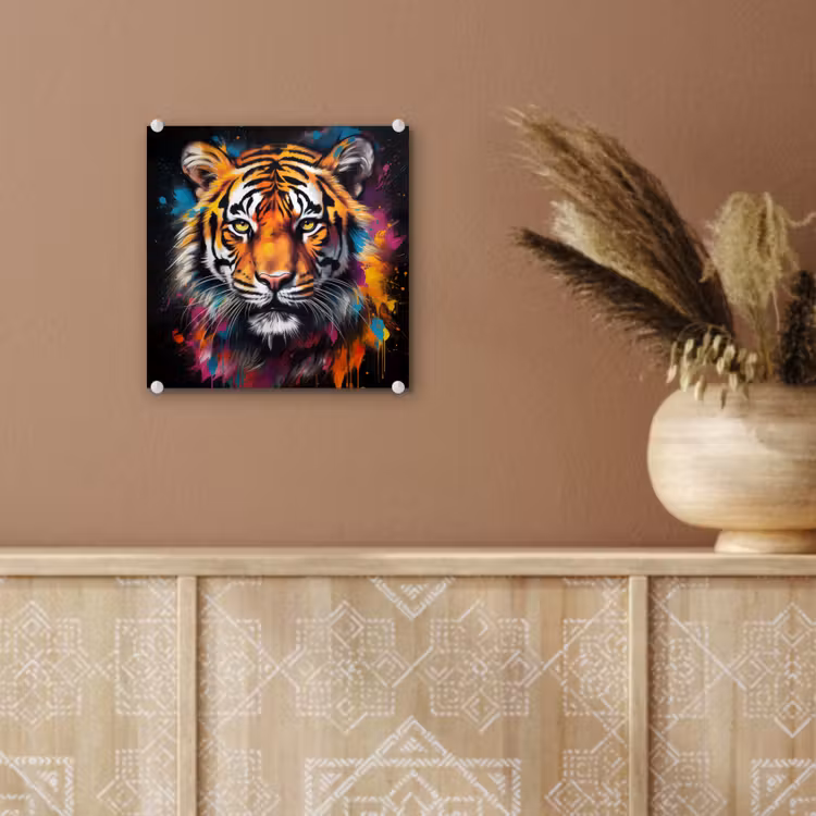 Tijger - Graffiti - Dieren - Zwart plexiglas 5mm klein -sfeer5