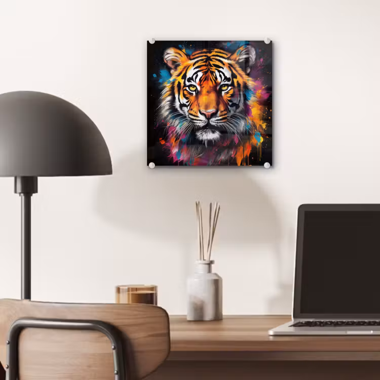Tijger - Graffiti - Dieren - Zwart plexiglas 5mm klein -sfeer6