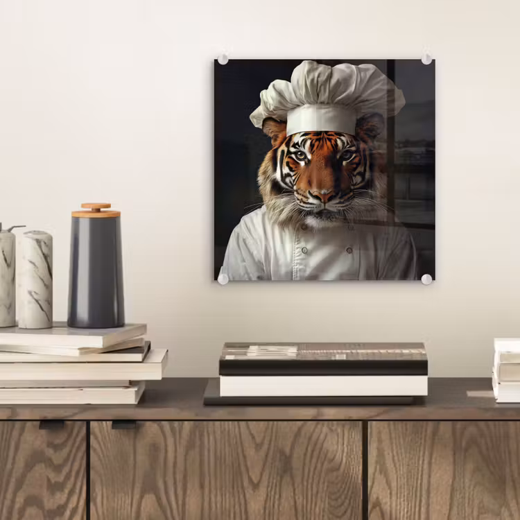 Tijger - Kokskleding - Bruin plexiglas 5mm klein -sfeer1
