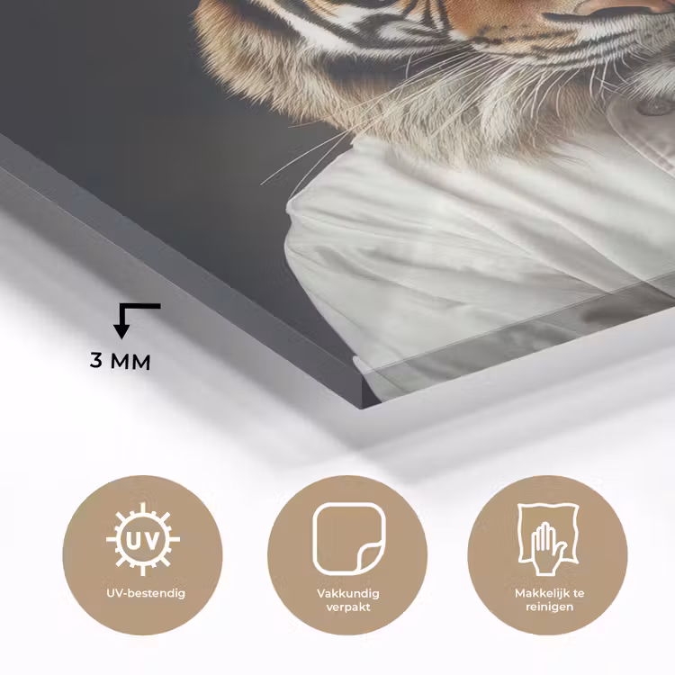 Tijger - Kokskleding - Bruin plexiglas 5mm klein -sfeer2