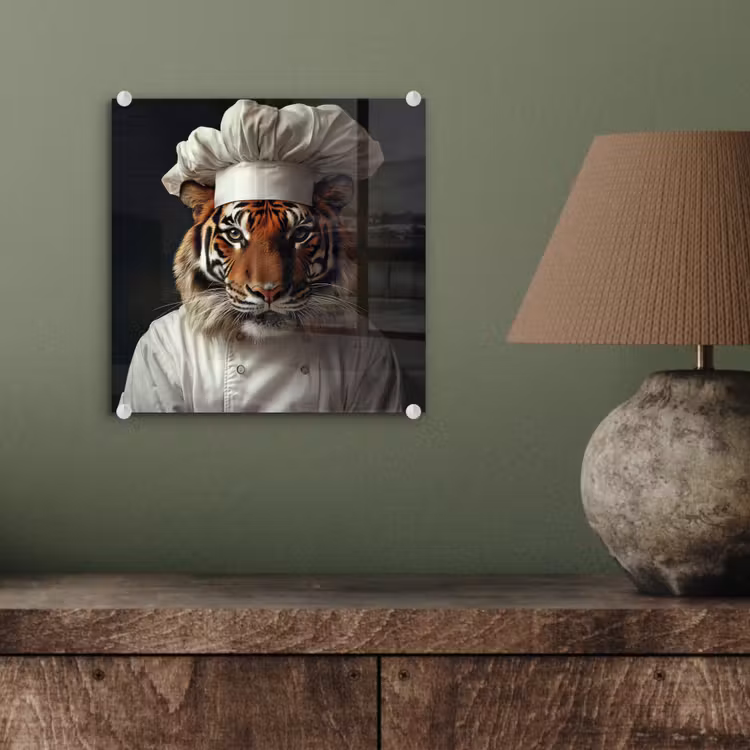 Tijger - Kokskleding - Bruin plexiglas 5mm klein -sfeer3