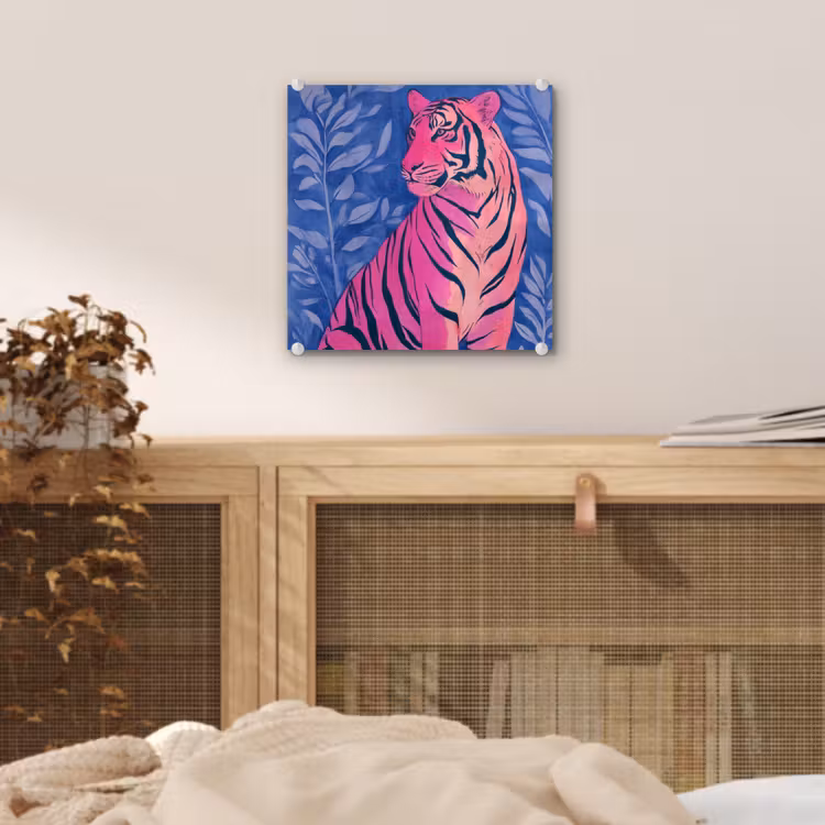 Tijger - Roze - Bladeren - Jungle plexiglas 5mm klein -sfeer4