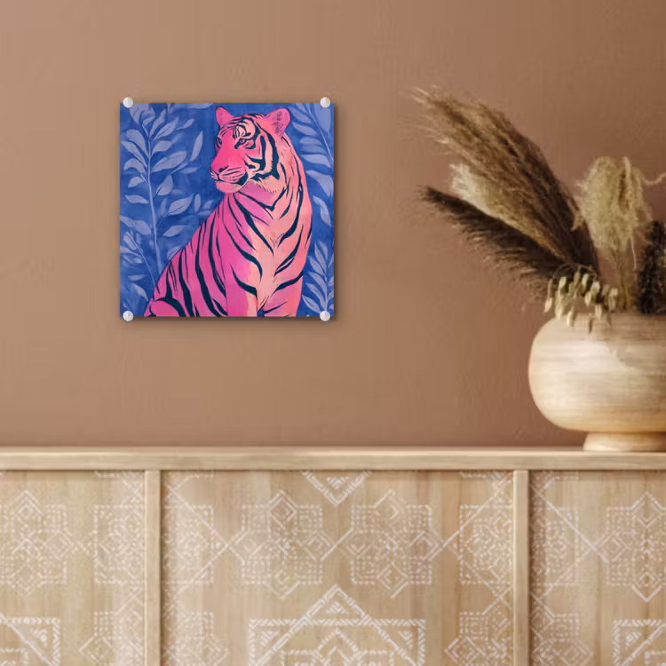 Tijger - Roze - Bladeren - Jungle plexiglas 5mm klein -sfeer5