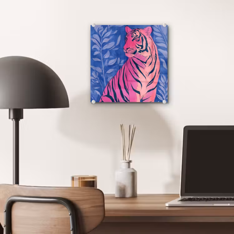 Tijger - Roze - Bladeren - Jungle plexiglas 5mm klein -sfeer6