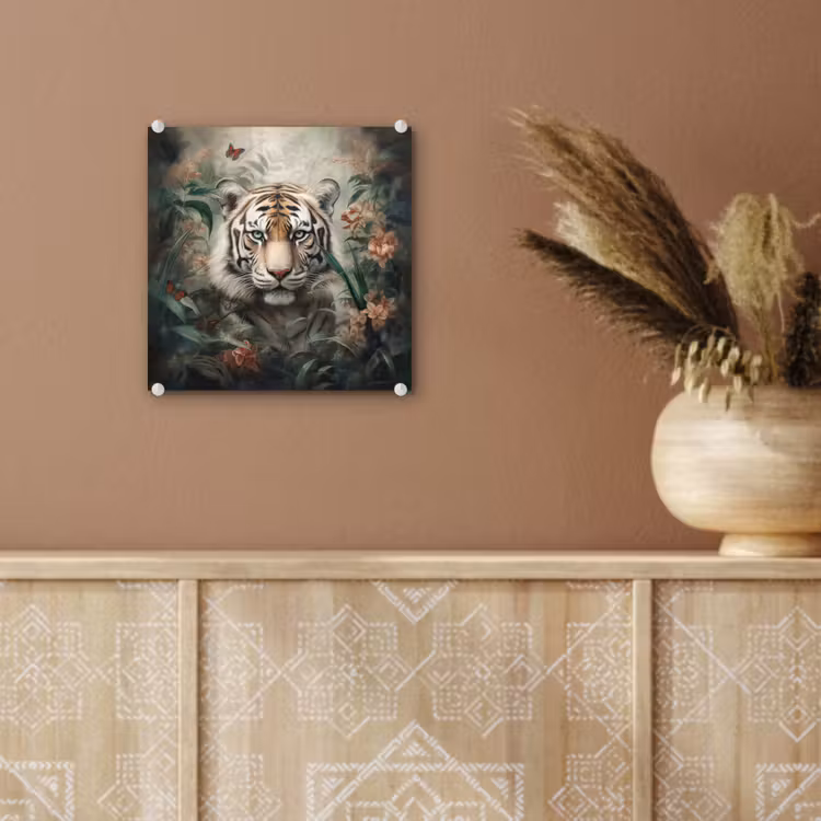 Tijger - Vlinders - Dieren - Jungle - Bloemen plexiglas 5mm klein -sfeer5