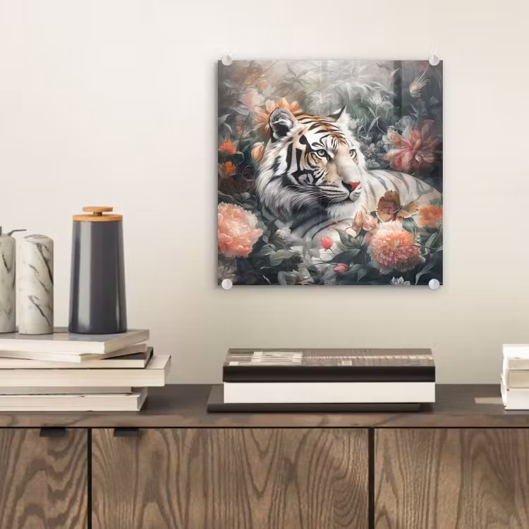 Tijger - Wilde dieren - Bloemen - Jungle plexiglas 5mm klein -sfeer1