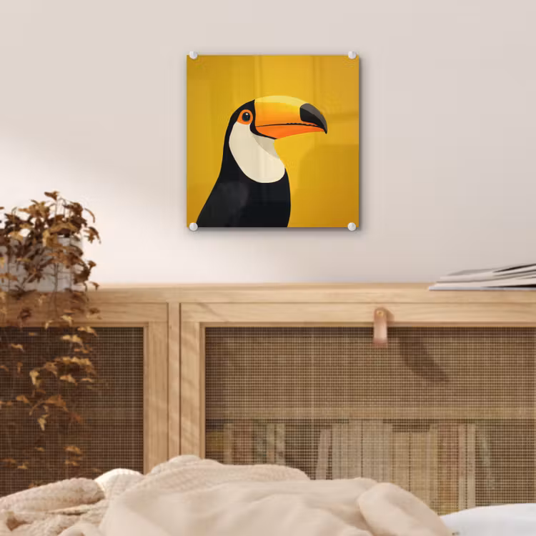 Toekan - Minimalistisch - Snavel - Oranje plexiglas 5mm klein -sfeer4