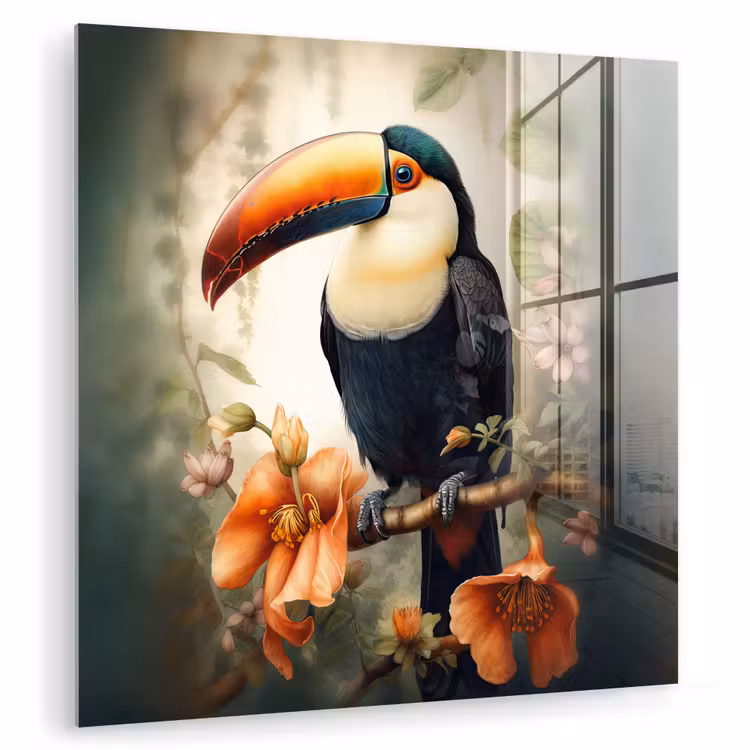 Toekan - Vogel - Bloemen - Planten plexiglas 5mm klein -zzzproduct_nieuw