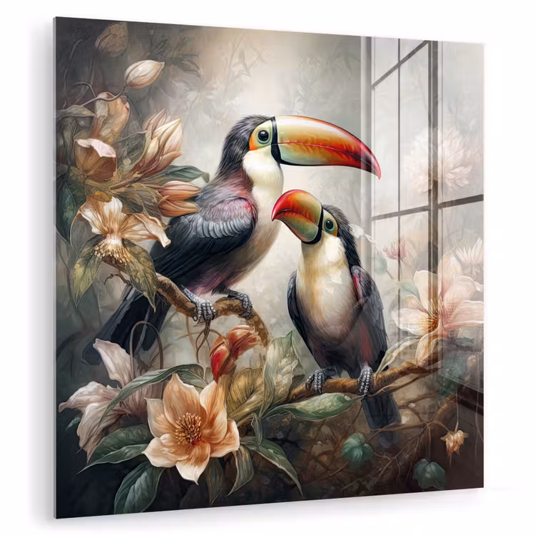 Toekan - Vogels - Bloemen - Jungle plexiglas 5mm klein -zzzproduct_nieuw