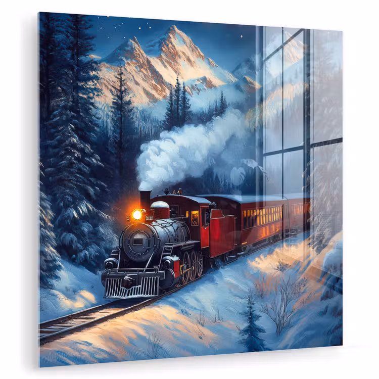 Trein - Kerst - Sneeuw - Kersttrein plexiglas 5mm klein -zzzproduct_nieuw