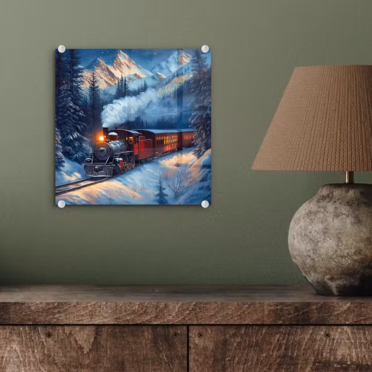 Trein - Kerst - Sneeuw - Kersttrein plexiglas 5mm klein -sfeer3