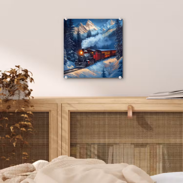 Trein - Kerst - Sneeuw - Kersttrein plexiglas 5mm klein -sfeer4