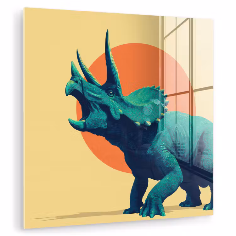 Triceratops - Cirkel - Oranje - Hoorns plexiglas 5mm klein -zzzproduct_nieuw