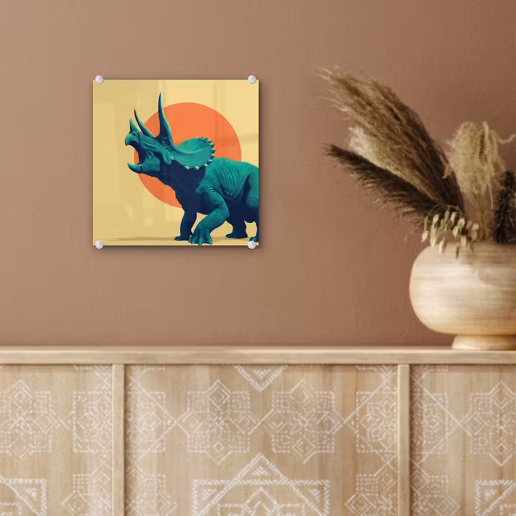 Triceratops - Cirkel - Oranje - Hoorns plexiglas 5mm klein -sfeer5
