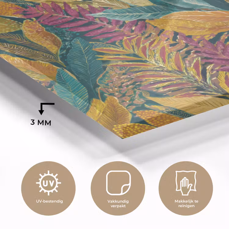 Tropische - Botanisch - Patroon - Kleurrijk - Exotisch plexiglas 5mm klein 11 -sfeer2