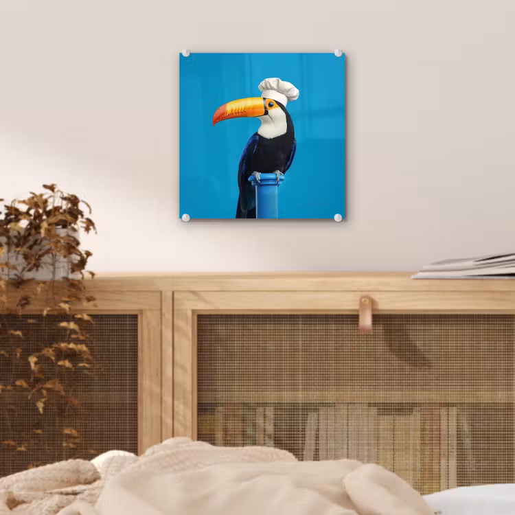 Tucan - Sokkel - Vogel - Koksmuts plexiglas 5mm klein -sfeer4