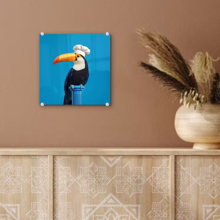 Tucan - Sokkel - Vogel - Koksmuts plexiglas 5mm klein -sfeer5