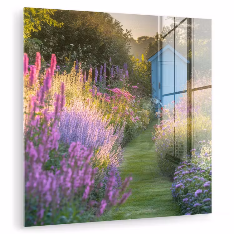 Tuinhuisje - Blauw - Bloemen plexiglas 5mm klein -zzzproduct_nieuw
