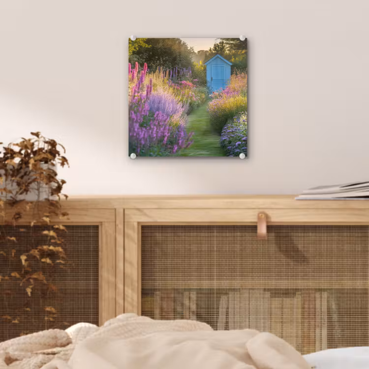 Tuinhuisje - Blauw - Bloemen plexiglas 5mm klein -sfeer4