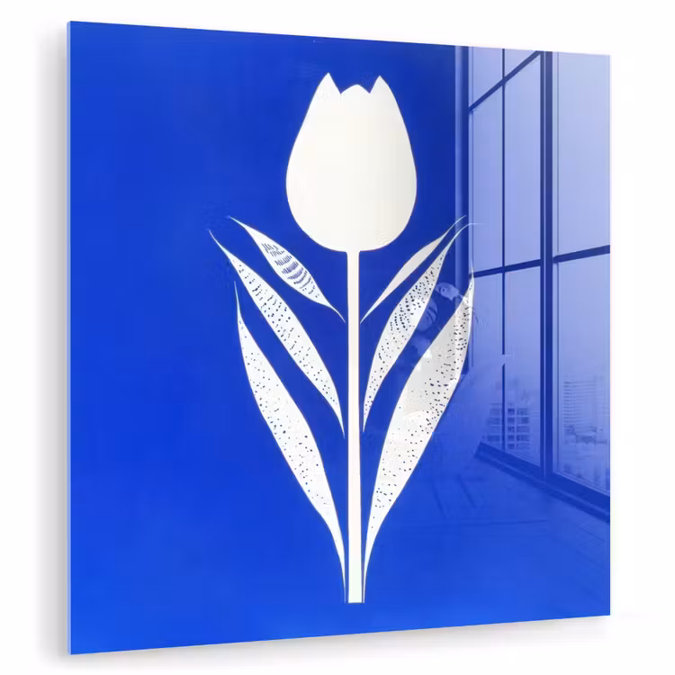 Tulp - Minimalistisch - Bladeren - Wit plexiglas 5mm klein -zzzproduct_nieuw