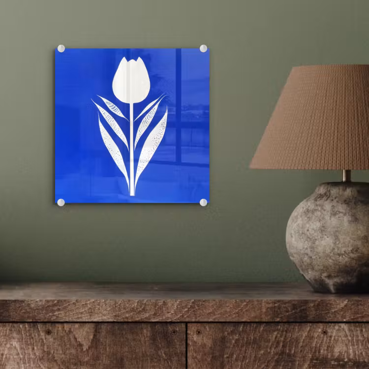 Tulp - Minimalistisch - Bladeren - Wit plexiglas 5mm klein -sfeer3