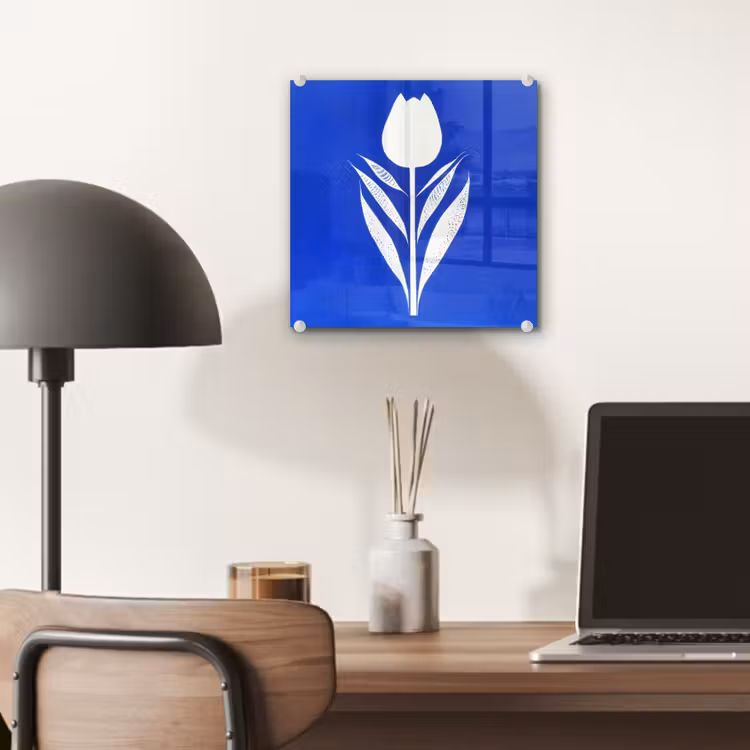 Tulp - Minimalistisch - Bladeren - Wit plexiglas 5mm klein -sfeer6