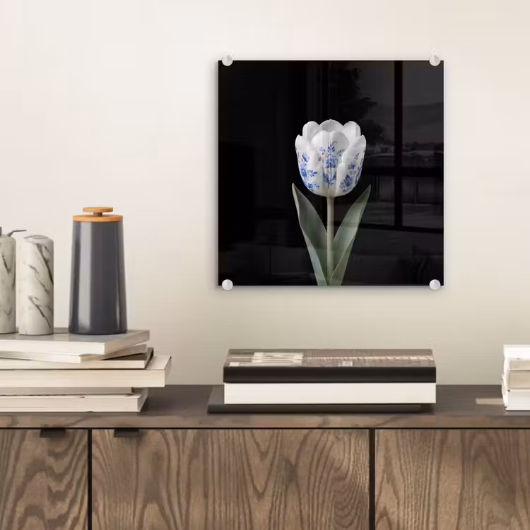 Tulp - Patroon - Blauw plexiglas 5mm klein -sfeer1