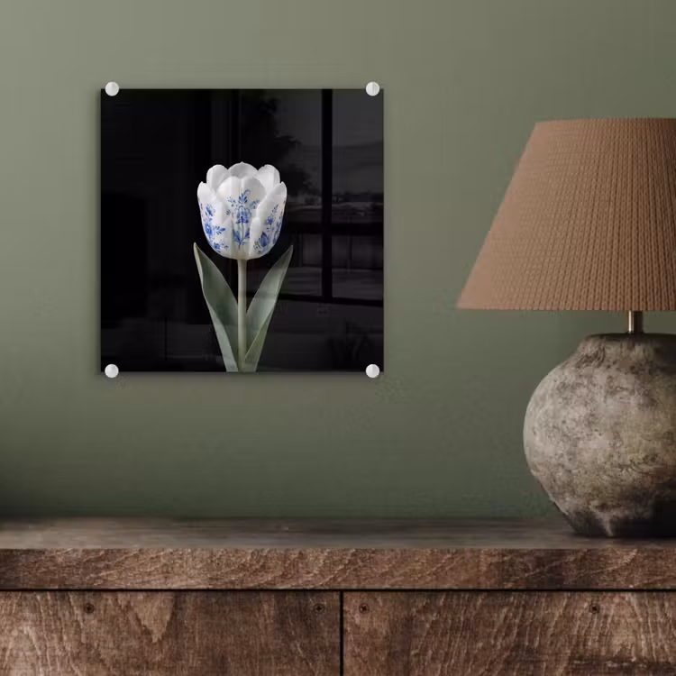 Tulp - Patroon - Blauw plexiglas 5mm klein -sfeer3