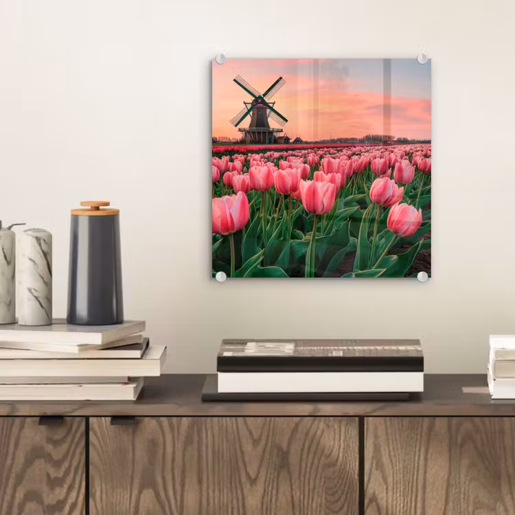 Tulpen - Molen - Nederland plexiglas 5mm klein -sfeer1
