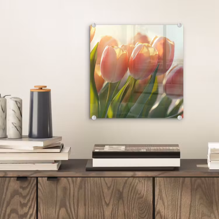 Tulpen - Roze - Zonnestralen plexiglas 5mm klein -sfeer1