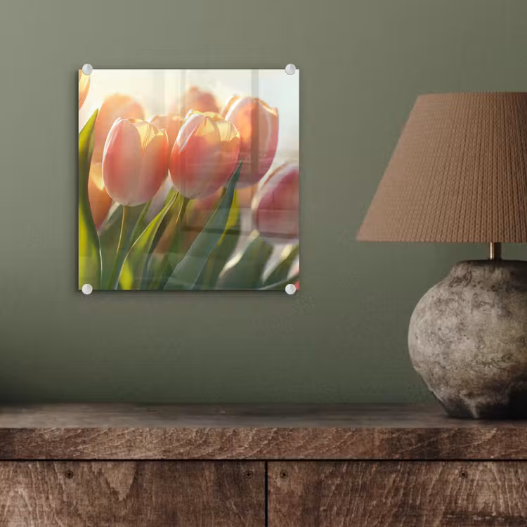 Tulpen - Roze - Zonnestralen plexiglas 5mm klein -sfeer3