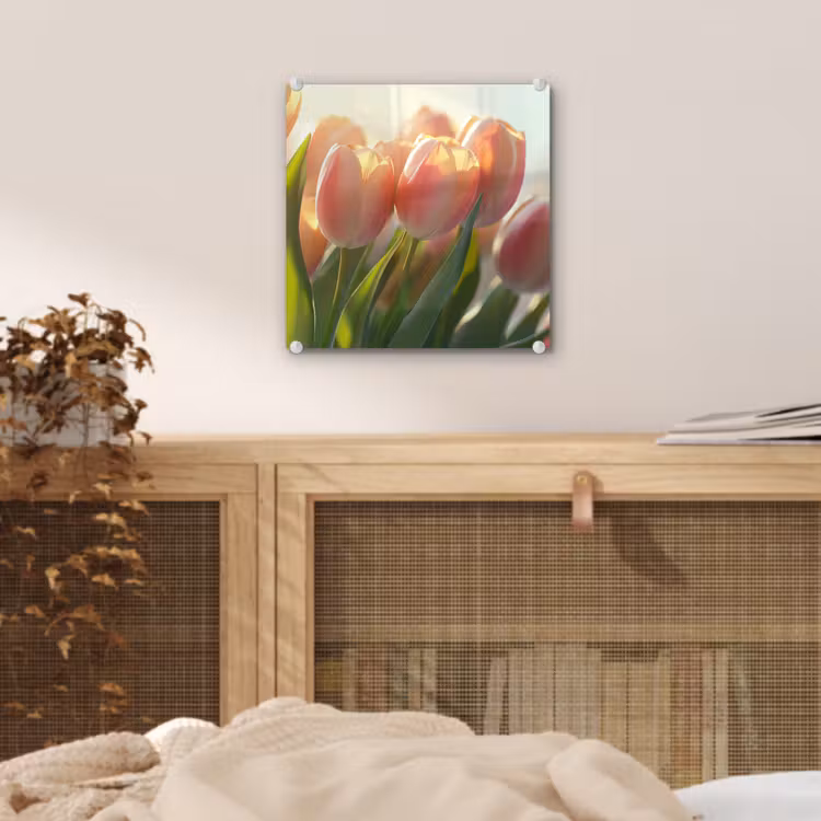 Tulpen - Roze - Zonnestralen plexiglas 5mm klein -sfeer4