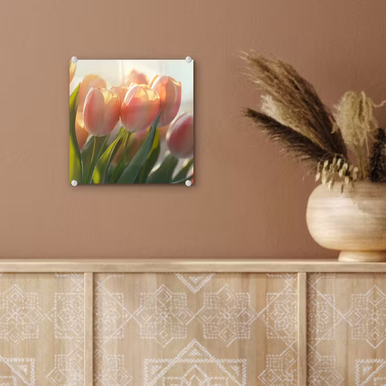 Tulpen - Roze - Zonnestralen plexiglas 5mm klein -sfeer5