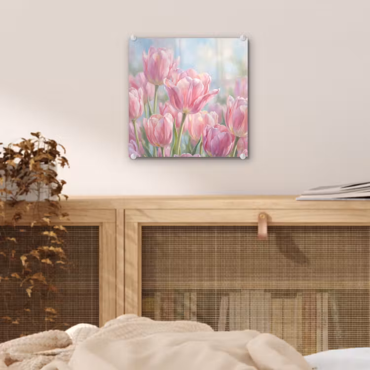 Tulpen - Veld - Lente - Roze plexiglas 5mm klein -sfeer4
