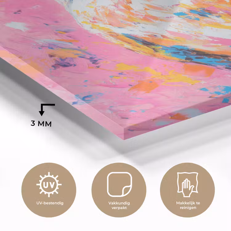 Uil - Roze - Blauw - Verf - Abstract plexiglas 5mm klein -sfeer2